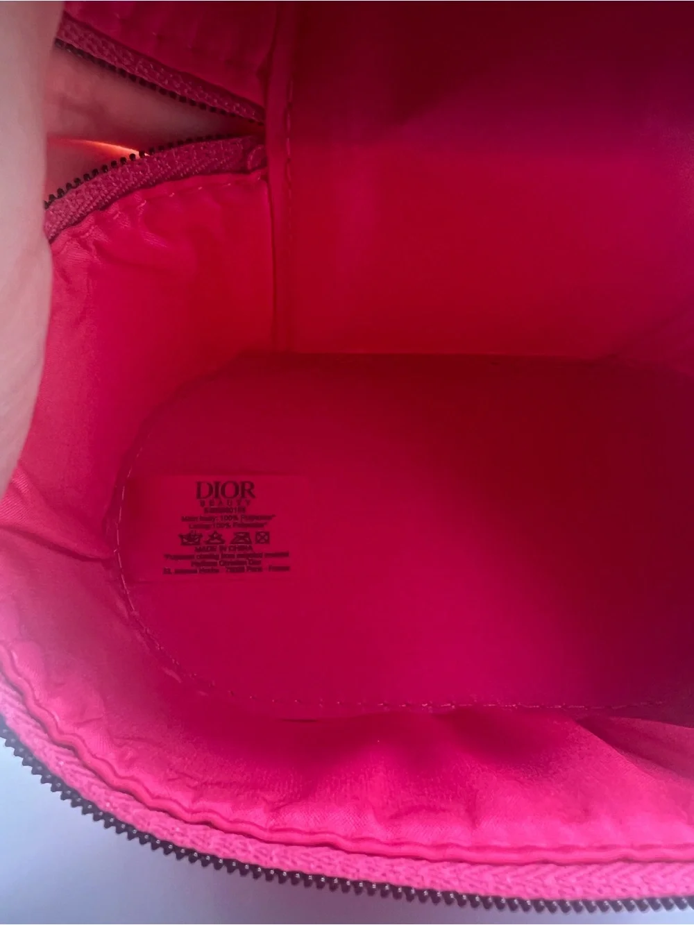 Dior Hot Pink Lined Cosmetic Pouch